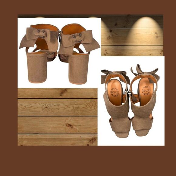 DOLCE Mojo Moxy Women's 8M Open Toe Faux Suede Sandals Bow Tie Ankle Brown EUC+ - Picture 1 of 7